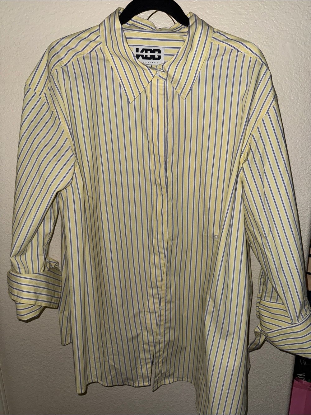 Yellow Striped Button-Down Shirt for Women